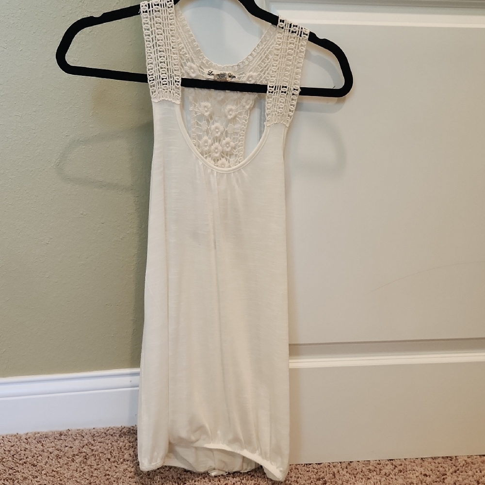 Cream Sleeveless Crochet Top